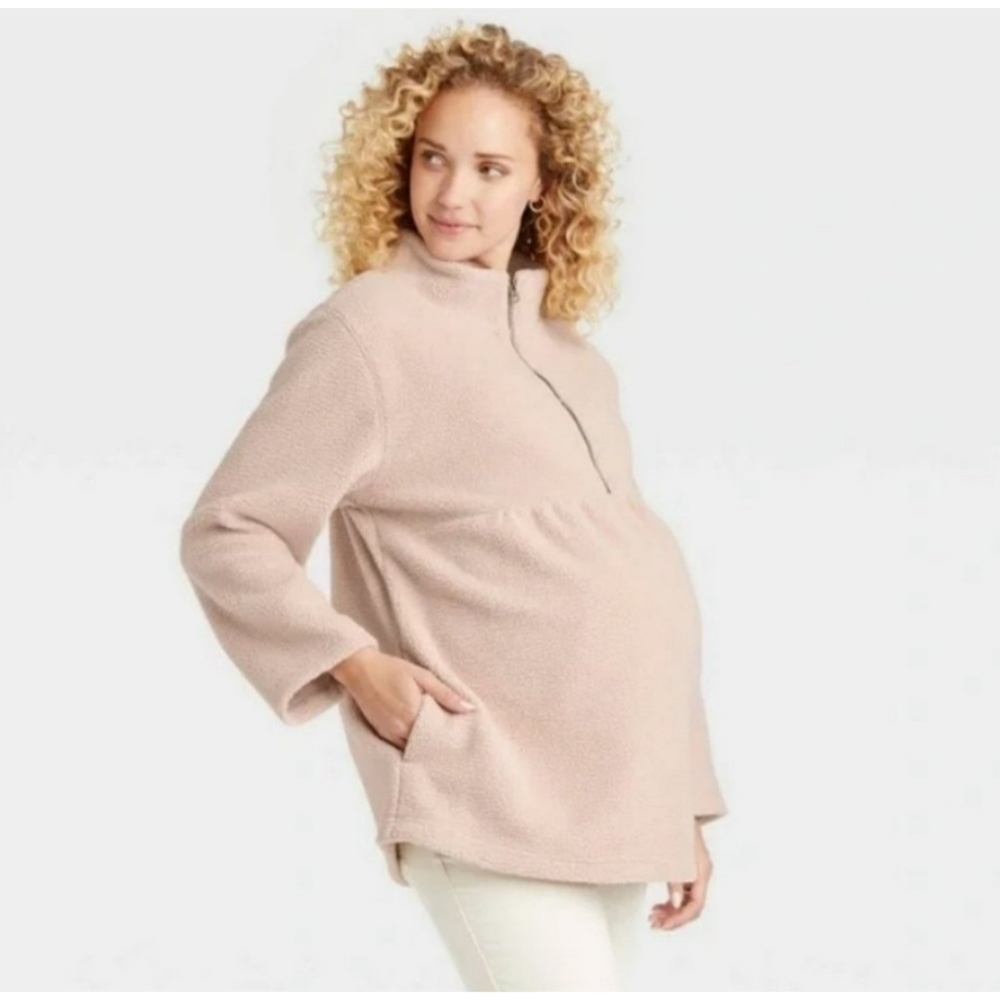 Isabel Maternity by Ingrid & Isabel Sherpa Collared 1/2 Zip Sweatshirt